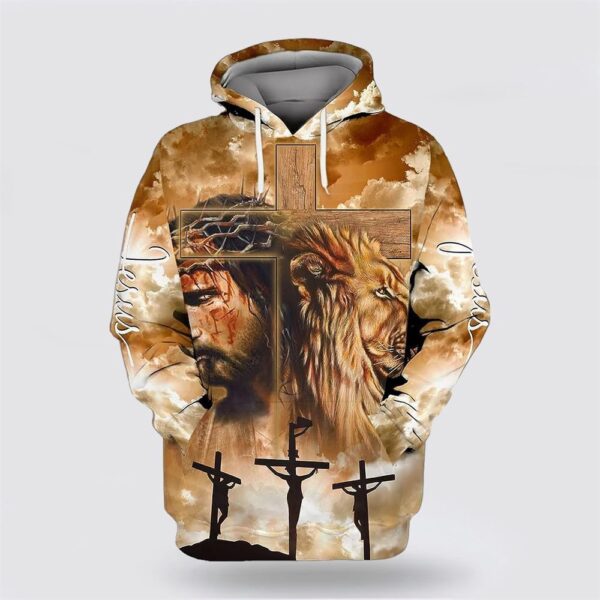 Jesus Lion On The Cross All Over Print Hoodie Shirt, Christian Hoodie, Bible Hoodies, Scripture Hoodies