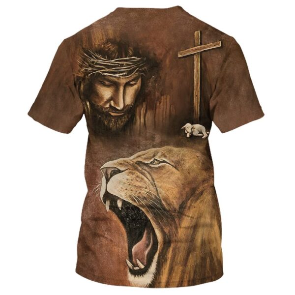 Jesus Lion With The Lamb 3D T Shirt, Christian T Shirt, Jesus Tshirt Designs, Jesus Christ Shirt