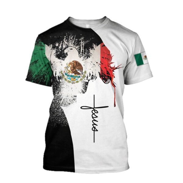 Jesus Mexican Eagle Symbols Jesus Unisex 3D T Shirt, Christian T Shirt, Jesus Tshirt Designs, Jesus Christ Shirt
