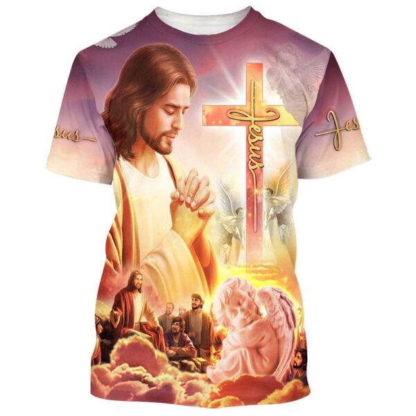 Jesus Pray 3D T Shirt, Christian T Shirt, Jesus Tshirt Designs, Jesus Christ Shirt