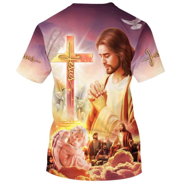 Jesus Pray 3D T Shirt, Christian T Shirt, Jesus Tshirt Designs, Jesus Christ Shirt