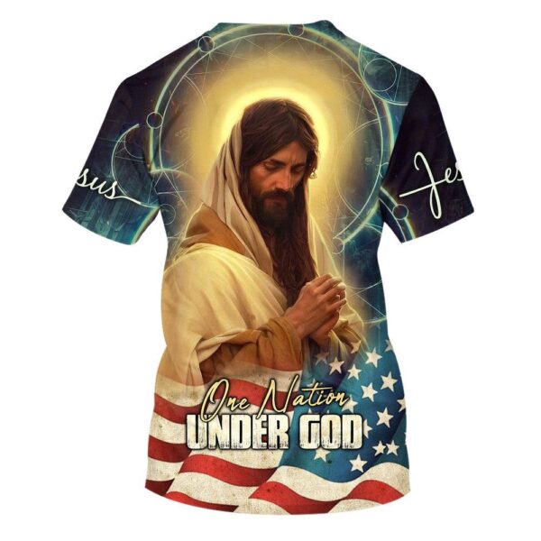 Jesus Pray One Nation Under God 3D T Shirt, Christian T Shirt, Jesus Tshirt Designs, Jesus Christ Shirt