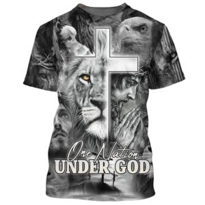 Jesus Prayer Lion And Eagle 3D T Shirt Christian T Shirt Jesus Tshirt Designs Jesus Christ Shirt 1 to8ysj.jpg