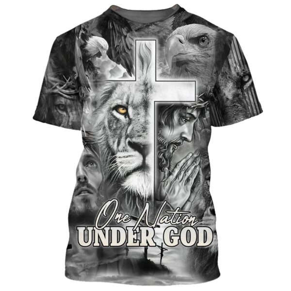 Jesus Prayer Lion And Eagle 3D T Shirt, Christian T Shirt, Jesus Tshirt Designs, Jesus Christ Shirt