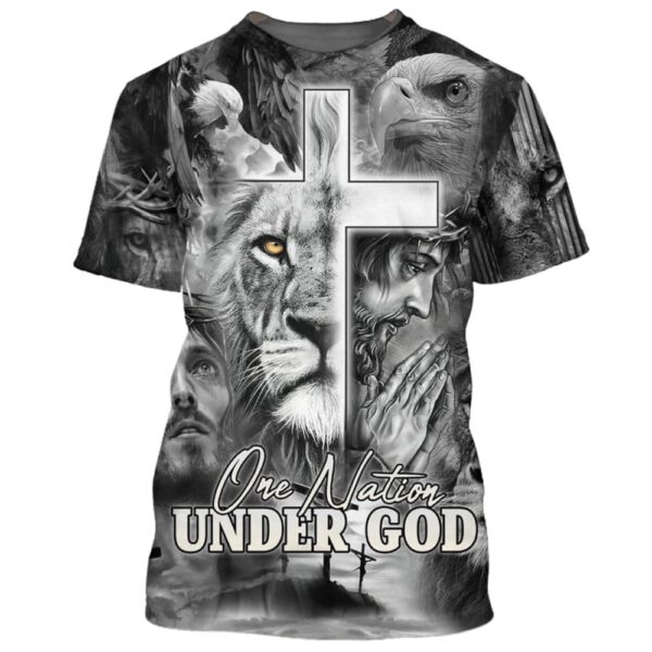 Jesus Prayer Lion And Eagle 3D T Shirt, Christian T Shirt, Jesus Tshirt Designs, Jesus Christ Shirt