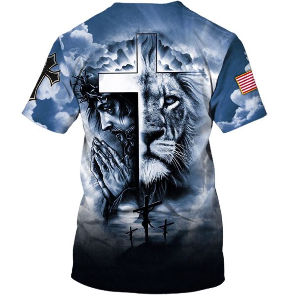 Jesus Prayer The Lion Of Judah Cross 3D T Shirt, Christian T Shirt, Jesus Tshirt Designs, Jesus Christ Shirt