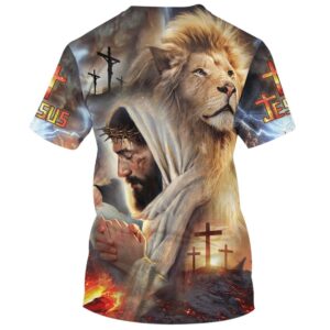 Jesus Prayer With Lion 3D T Shirt Christian T Shirt Jesus Tshirt Designs Jesus Christ Shirt 2 q7mtl6.jpg