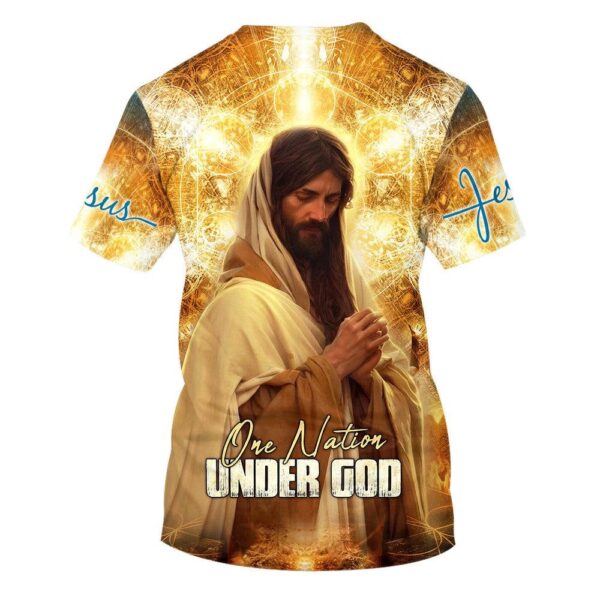 Jesus Praying One Nation Under God 3D T Shirt, Christian T Shirt, Jesus Tshirt Designs, Jesus Christ Shirt