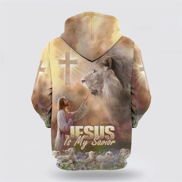 Jesus Reaching Lion Is My Savior All Over Print Hoodie Shirt, Christian Hoodie, Bible Hoodies, Scripture Hoodies