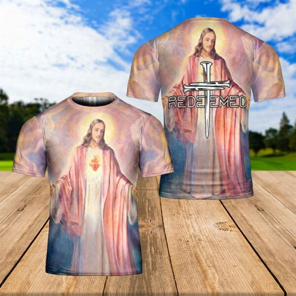 Jesus Sacred Heart Tee Religious Art Jesus 3D T Shirt, Christian T Shirt, Jesus Tshirt Designs, Jesus Christ Shirt