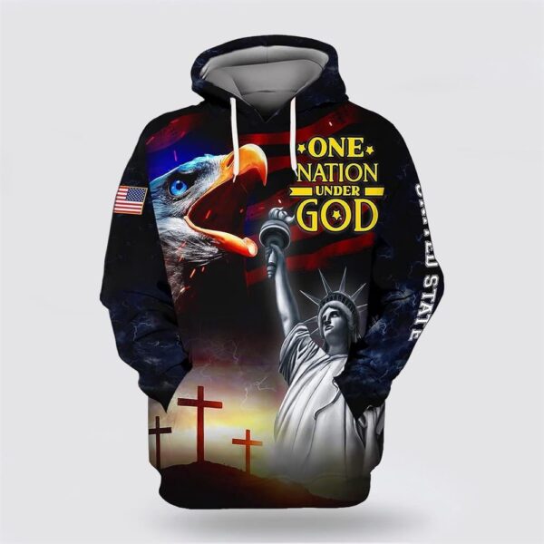 Jesus Save American One Nation Under God All Over Print Hoodie Shirt For Christian, Christian Hoodie, Bible Hoodies, Scripture Hoodies