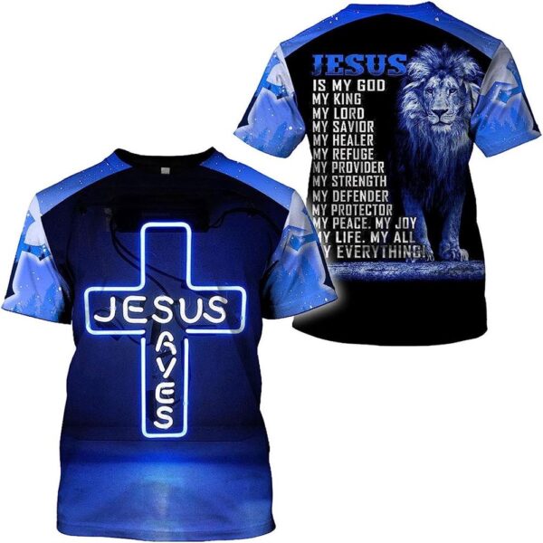 Jesus Saved Jesus Is My God Lion 3D T Shirt, Christian T Shirt, Jesus Tshirt Designs, Jesus Christ Shirt