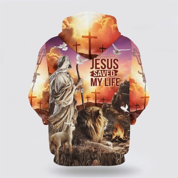 Jesus Saved My Life Hoodie The Lamb And Lion 3D Hoodie, Christian Hoodie, Bible Hoodies, Scripture Hoodies