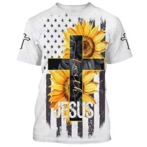 Jesus Sunflower Cross 3D T Shirt,…