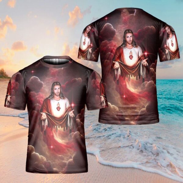 Jesus Take My Hand Red Cloud Galaxy 3D T Shirt, Christian T Shirt, Jesus Tshirt Designs, Jesus Christ Shirt