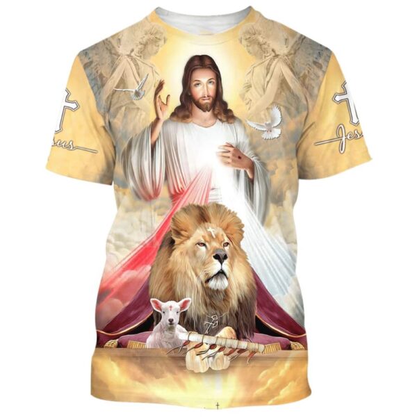 Jesus The Lion And The Lamb 3D T Shirt, Christian T Shirt, Jesus Tshirt Designs, Jesus Christ Shirt