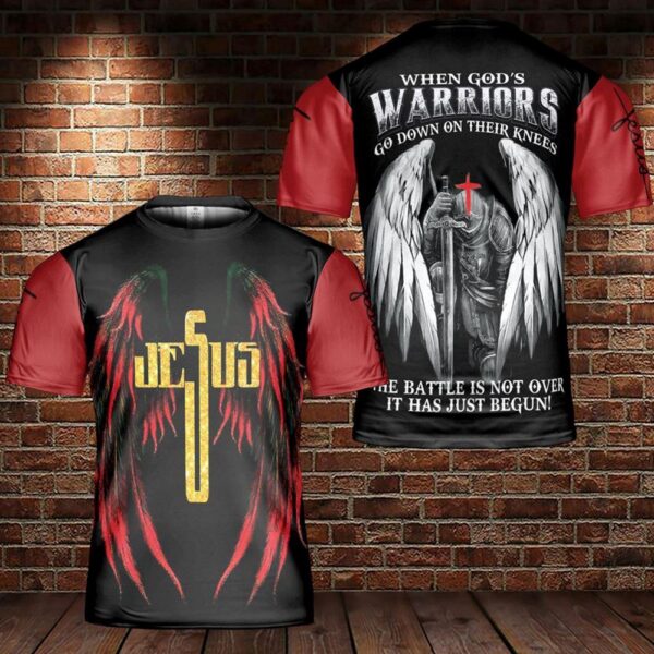 Jesus Warrior Angel Wings 3D T Shirt, Christian T Shirt, Jesus Tshirt Designs, Jesus Christ Shirt