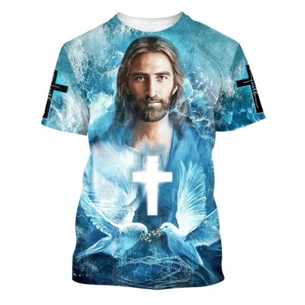 Jesus With Birds 3D T Shirt, Christian T Shirt, Jesus Tshirt Designs, Jesus Christ Shirt