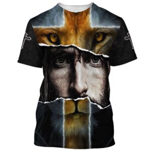 Jesus With Lion 3D T Shirt Christian T Shirt Jesus Tshirt Designs Jesus Christ Shirt 1 nmvbff.jpg