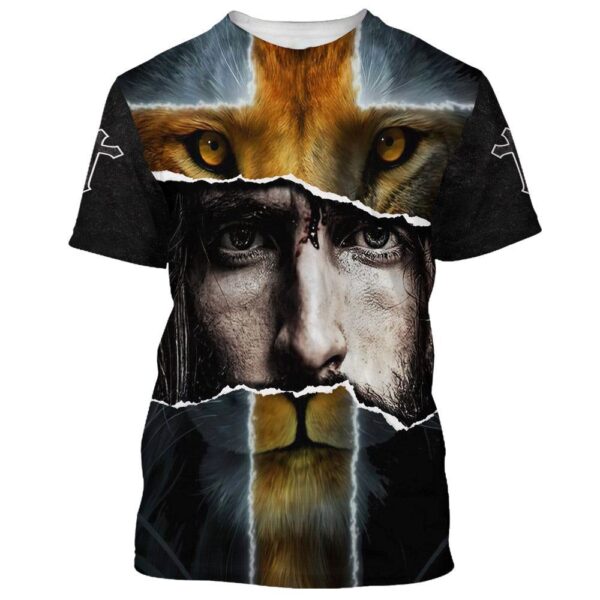 Jesus With Lion 3D T Shirt, Christian T Shirt, Jesus Tshirt Designs, Jesus Christ Shirt