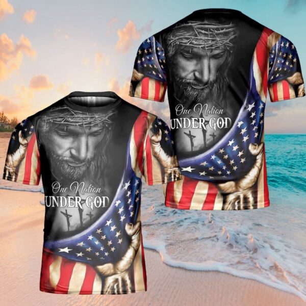Jesuss One Nation Under God 3D T Shirt, Christian T Shirt, Jesus Tshirt Designs, Jesus Christ Shirt