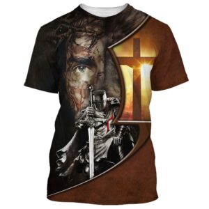 Knight Kneel In Front Of Lion Jesus Christ Warrior 3D T Shirt Christian T Shirt Jesus Tshirt Designs Jesus Christ Shirt 1 oxbppu.jpg