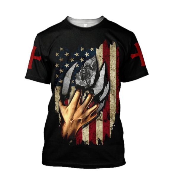 Knight Templar America Jesus Unisex 3D T Shirt, Christian T Shirt, Jesus Tshirt Designs, Jesus Christ Shirt