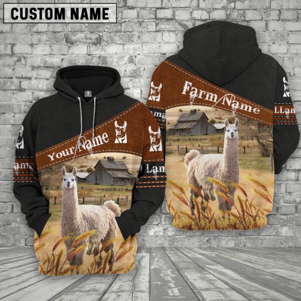 LLama On Farm Custom Name Printed 3D Black Hoodie, Farm Hoodie, Farmher Shirt