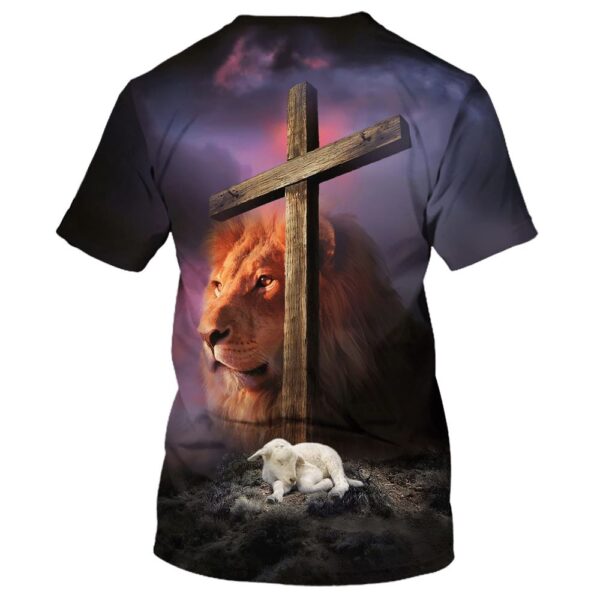 Lion And Lamb Cross Of Christ 3D T Shirt, Christian T Shirt, Jesus Tshirt Designs, Jesus Christ Shirt