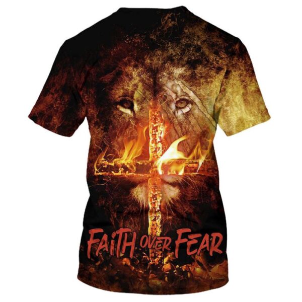Lion Burning Fire Cross 3D T Shirt, Christian T Shirt, Jesus Tshirt Designs, Jesus Christ Shirt