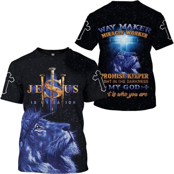 Lion Cross Jesus Is My Savior 3D T Shirt, Christian T Shirt, Jesus Tshirt Designs, Jesus Christ Shirt