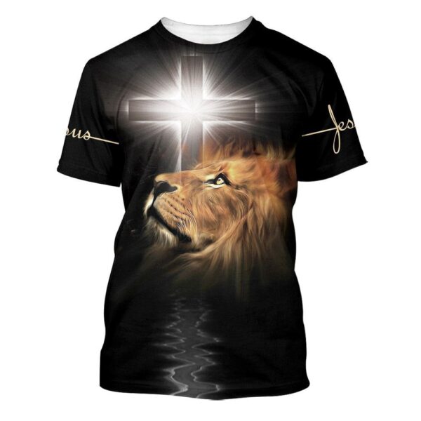Lion Cross The Light Shines In The Darkness 3D T Shirt, Christian T Shirt, Jesus Tshirt Designs, Jesus Christ Shirt