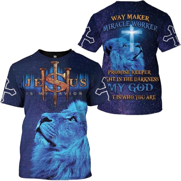 Lion Jesus Is My Savior Way Maker 3D T Shirt, Christian T Shirt, Jesus Tshirt Designs, Jesus Christ Shirt