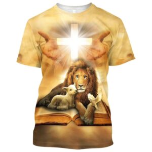 Lion Lamb And Dove 3D T Shirt Christian T Shirt Jesus Tshirt Designs Jesus Christ Shirt 1 jz83su.jpg