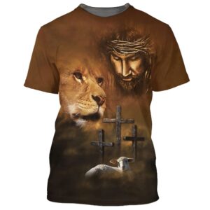 Lion Lamb Jesus 3D T Shirt,…