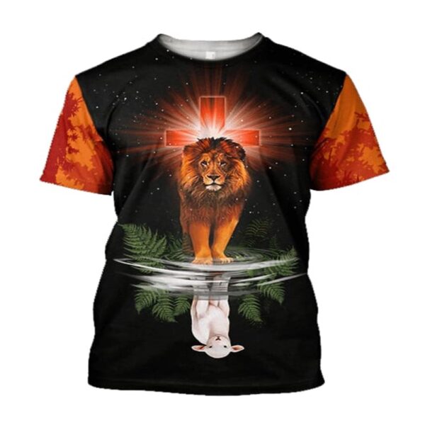 Lion Of Judah Lamp Of God Jesus 3D T Shirt, Christian T Shirt, Jesus Tshirt Designs, Jesus Christ Shirt