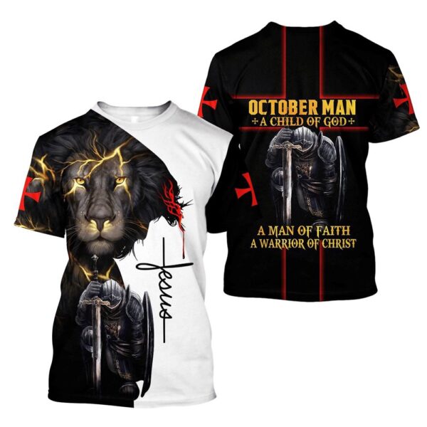 October Man A Child Of God Jesus Unisex 3D T Shirt, Christian T Shirt, Jesus Tshirt Designs, Jesus Christ Shirt