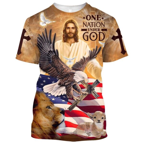 On Nation Under God American 3D T Shirt, Christian T Shirt, Jesus Tshirt Designs, Jesus Christ Shirt