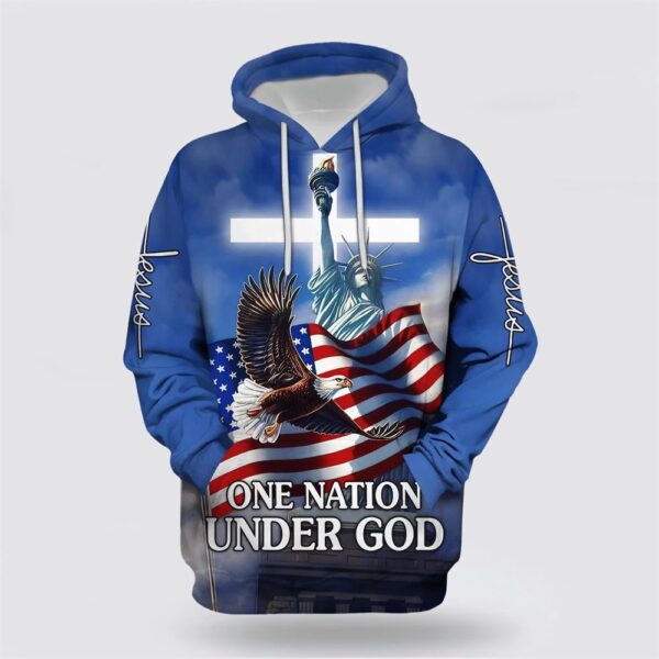 One Nation Under God American Flag 3D Hoodie, Christian Hoodie, Bible Hoodies, Scripture Hoodies