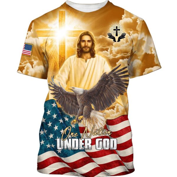 One Nation Under God Bald Eagle Jesus Christ 3D T Shirt, Christian T Shirt, Jesus Tshirt Designs, Jesus Christ Shirt