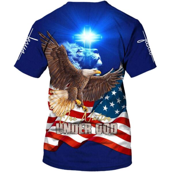 One Nation Under God Bald Eagle Lion Cross 3D T Shirt, Christian T Shirt, Jesus Tshirt Designs, Jesus Christ Shirt