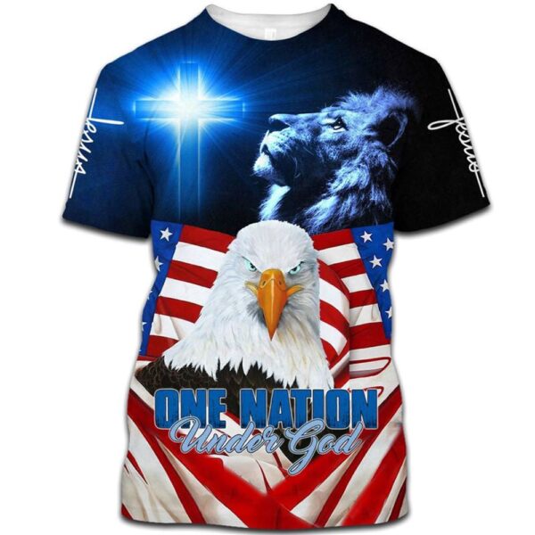 One Nation Under God Beautiful Lion Eagle 3D T Shirt, Christian T Shirt, Jesus Tshirt Designs, Jesus Christ Shirt