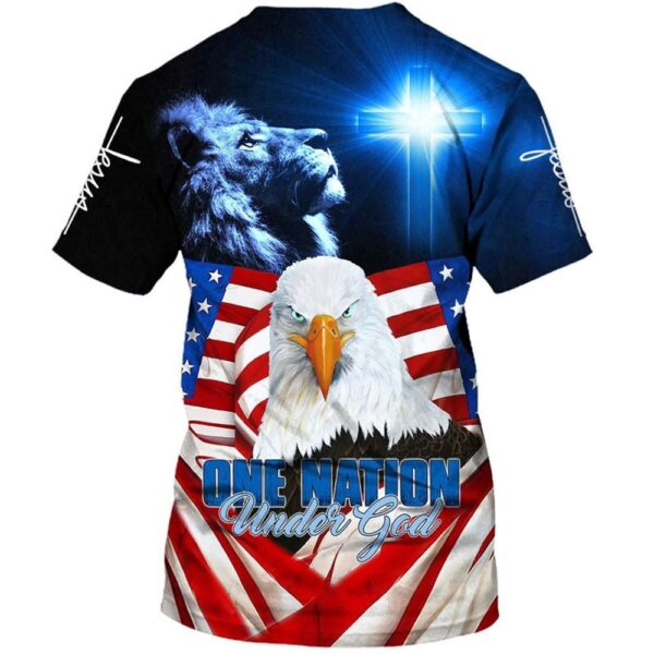 One Nation Under God Beautiful Lion Eagle 3D T Shirt, Christian T Shirt, Jesus Tshirt Designs, Jesus Christ Shirt