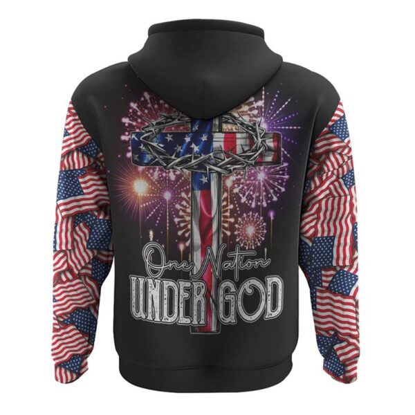 One Nation Under God Cross Fireworks Hoodie, Christian Hoodie, Bible Hoodies, Religious Hoodies