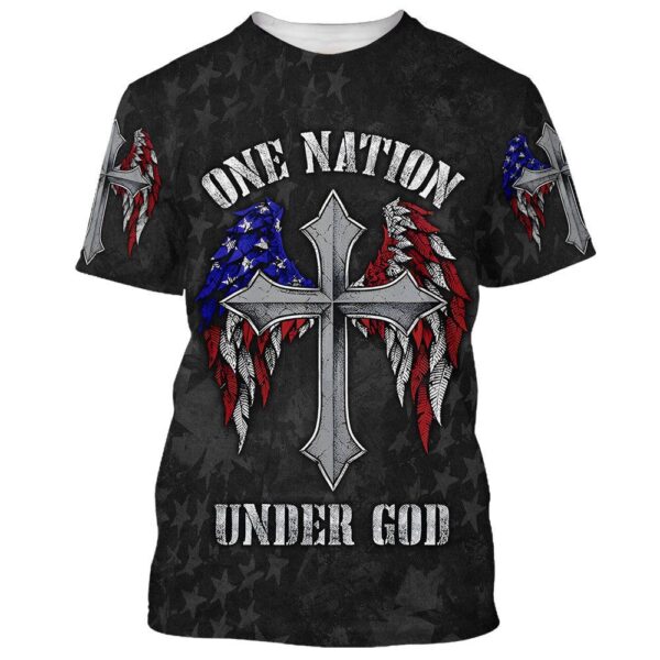 One Nation Under God Cross Wings 3D T Shirt, Christian T Shirt, Jesus Tshirt Designs, Jesus Christ Shirt