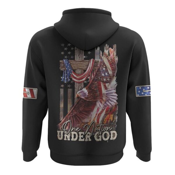 One Nation Under God Eagle Cross American Flag Hoodie, Christian Hoodie, Bible Hoodies, Religious Hoodies