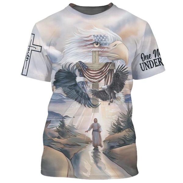 One Nation Under God Eagles Flying Around Cross United States 3D T Shirt, Christian T Shirt, Jesus Tshirt Designs, Jesus Christ Shirt