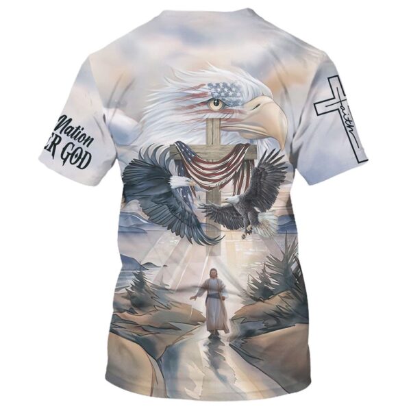 One Nation Under God Eagles Flying Around Cross United States 3D T Shirt, Christian T Shirt, Jesus Tshirt Designs, Jesus Christ Shirt