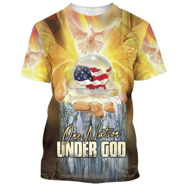 One Nation Under God Hand Hold Earth Dove 3D T Shirt, Christian T Shirt, Jesus Tshirt Designs, Jesus Christ Shirt