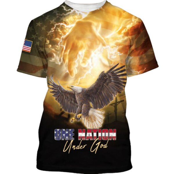 One Nation Under God Hand Point Bald Eagles 3D T Shirt, Christian T Shirt, Jesus Tshirt Designs, Jesus Christ Shirt